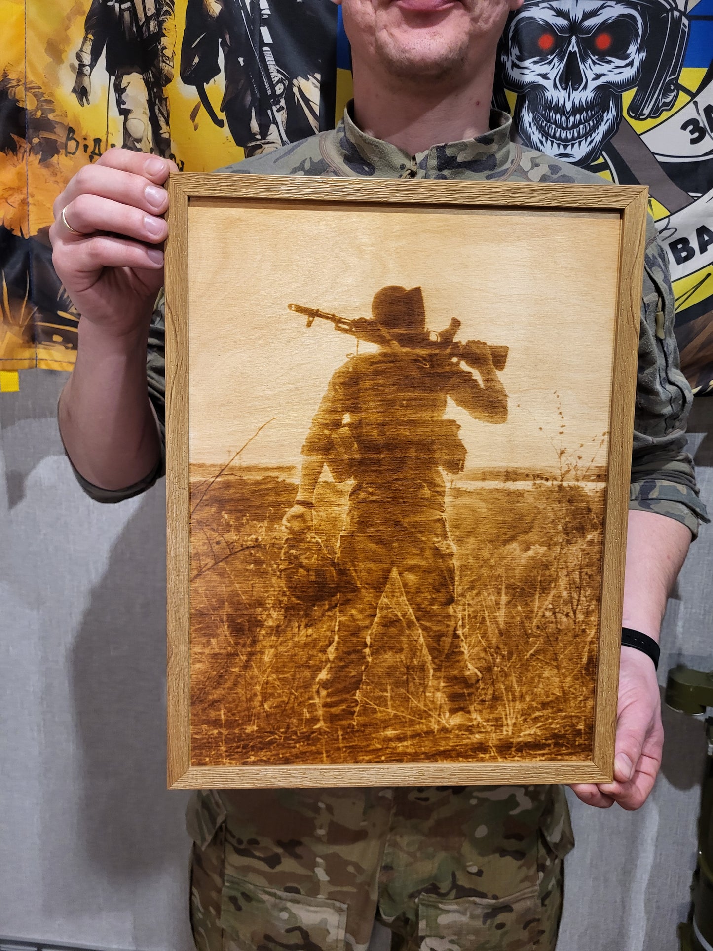 Three Good Men Artwork: A tribute in wood made in Ukraine