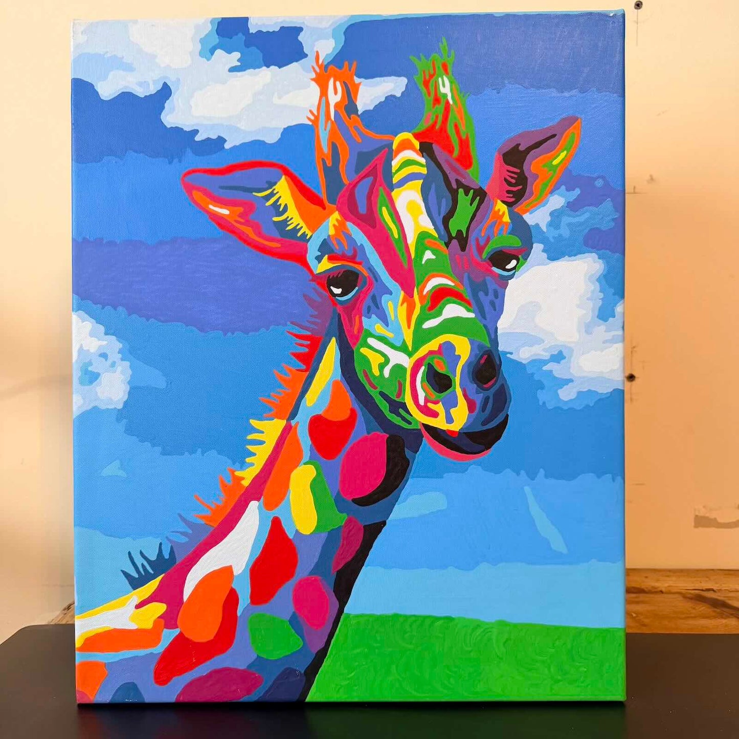 Canvas and Watercolour "Skyline Giraffe"
