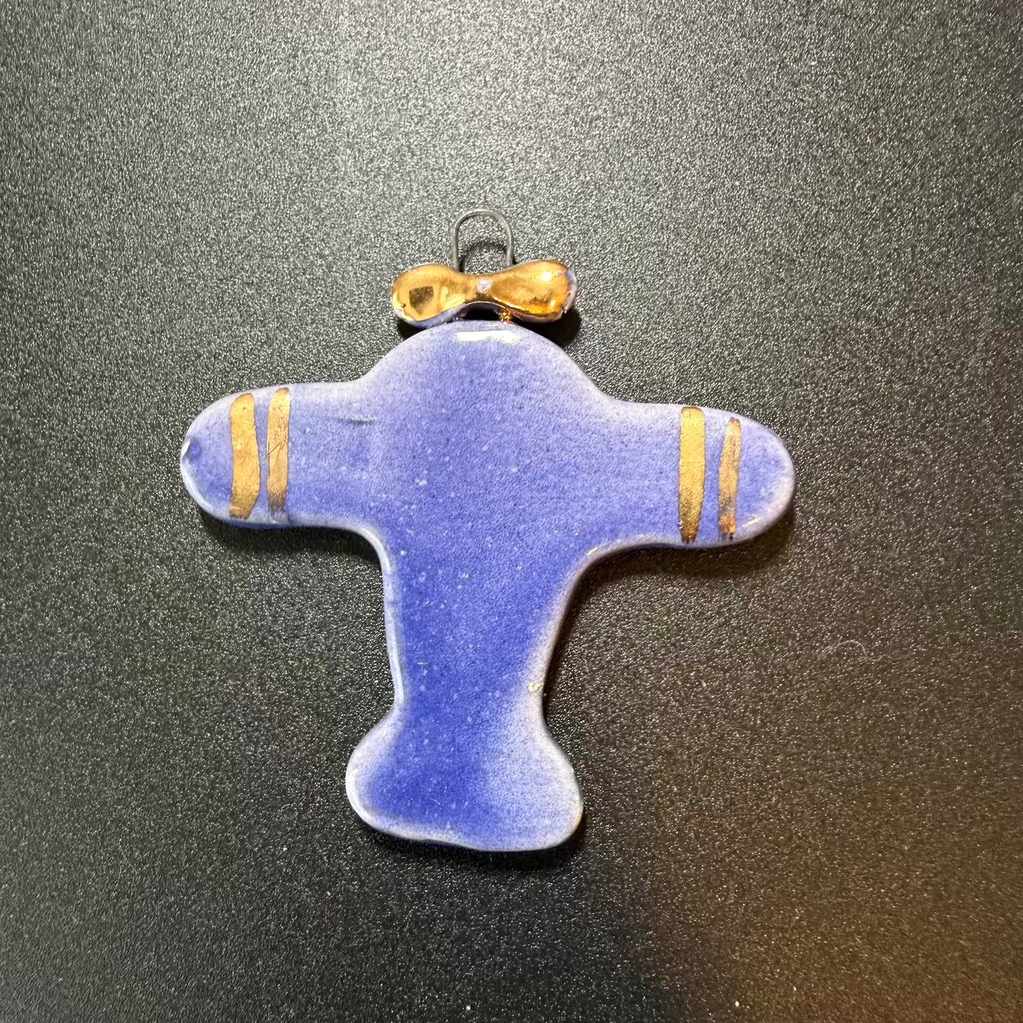 Handmade Ceramic Aeroplane Ornament – Blue & Gold Hanging Decoration 🇺🇦