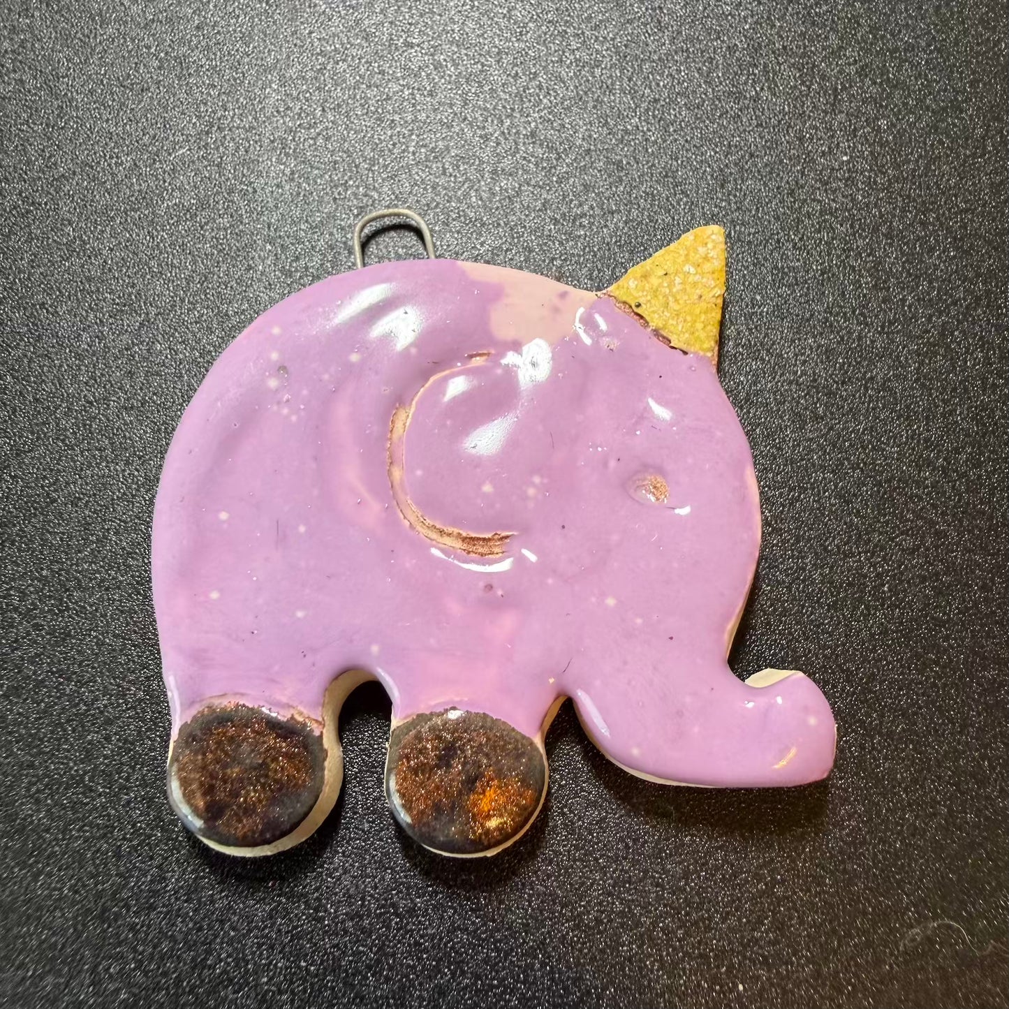 Handmade Ceramic Elephant Ornament – Lilac Hanging Decoration 🇺🇦