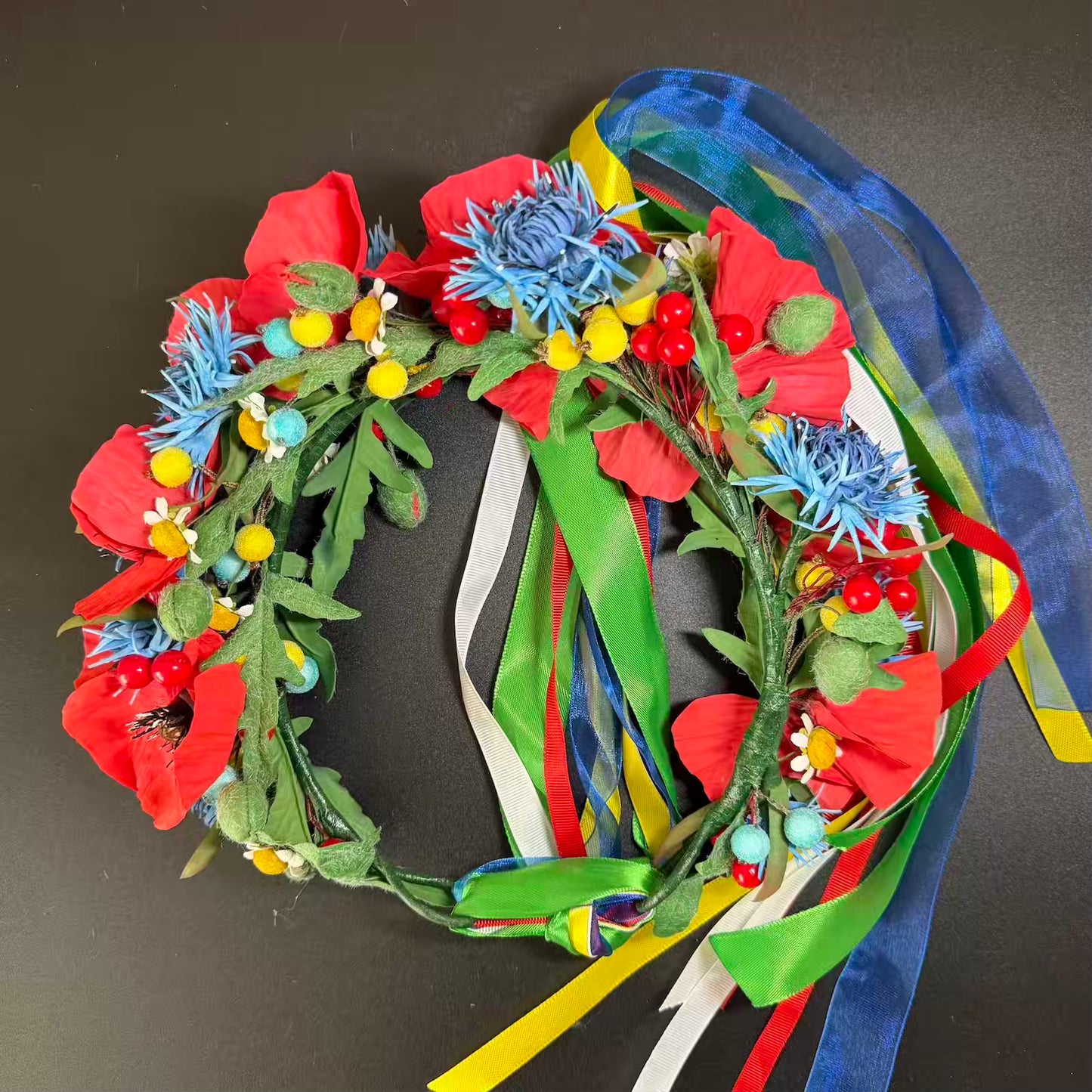Handmade Traditional Ukrainian Flower Crown (Vinok) – Folk Floral Hair Wreath from Kyiv Oblast 🇺🇦