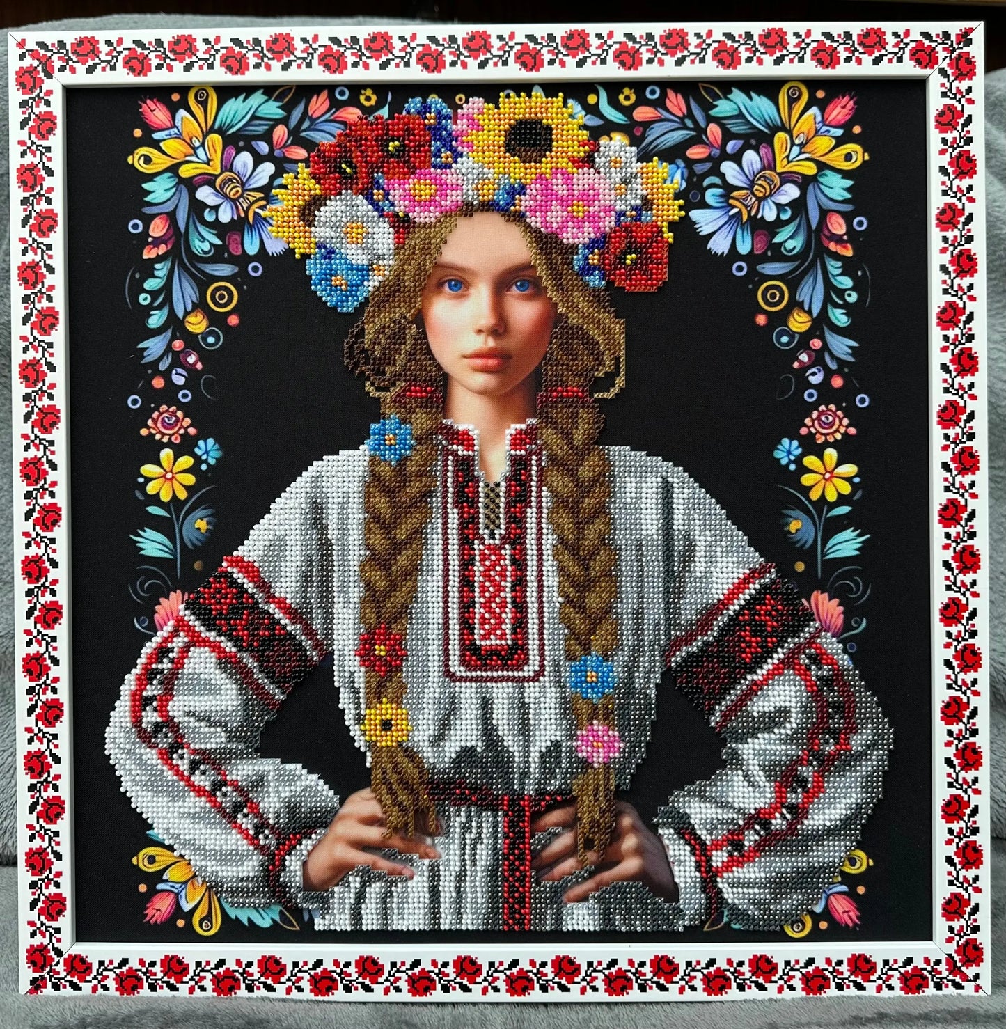 Beautiful Handmade Beadwork framed picture Olena