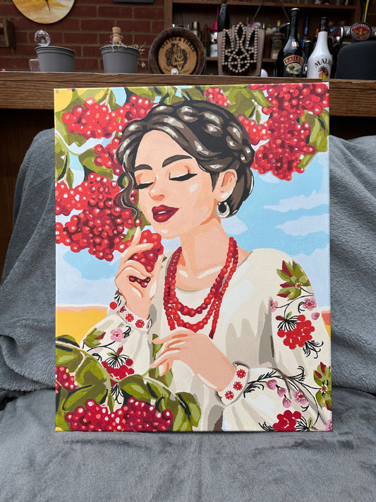 Beautiful Handmade Canvas Painting "Cherries of Ukraine"