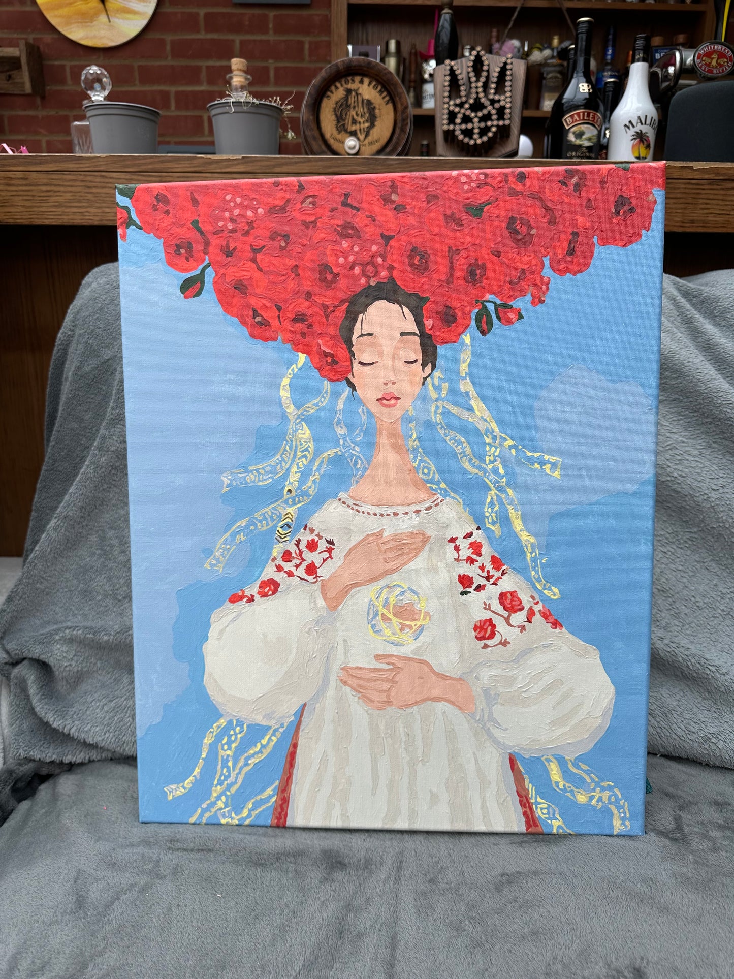 Beautiful Handmade Canvas Painting "Ukraine that protects the world"