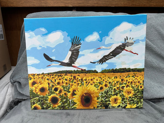 Beautiful Handmade Canvas Painting "Ukrainian Geese"