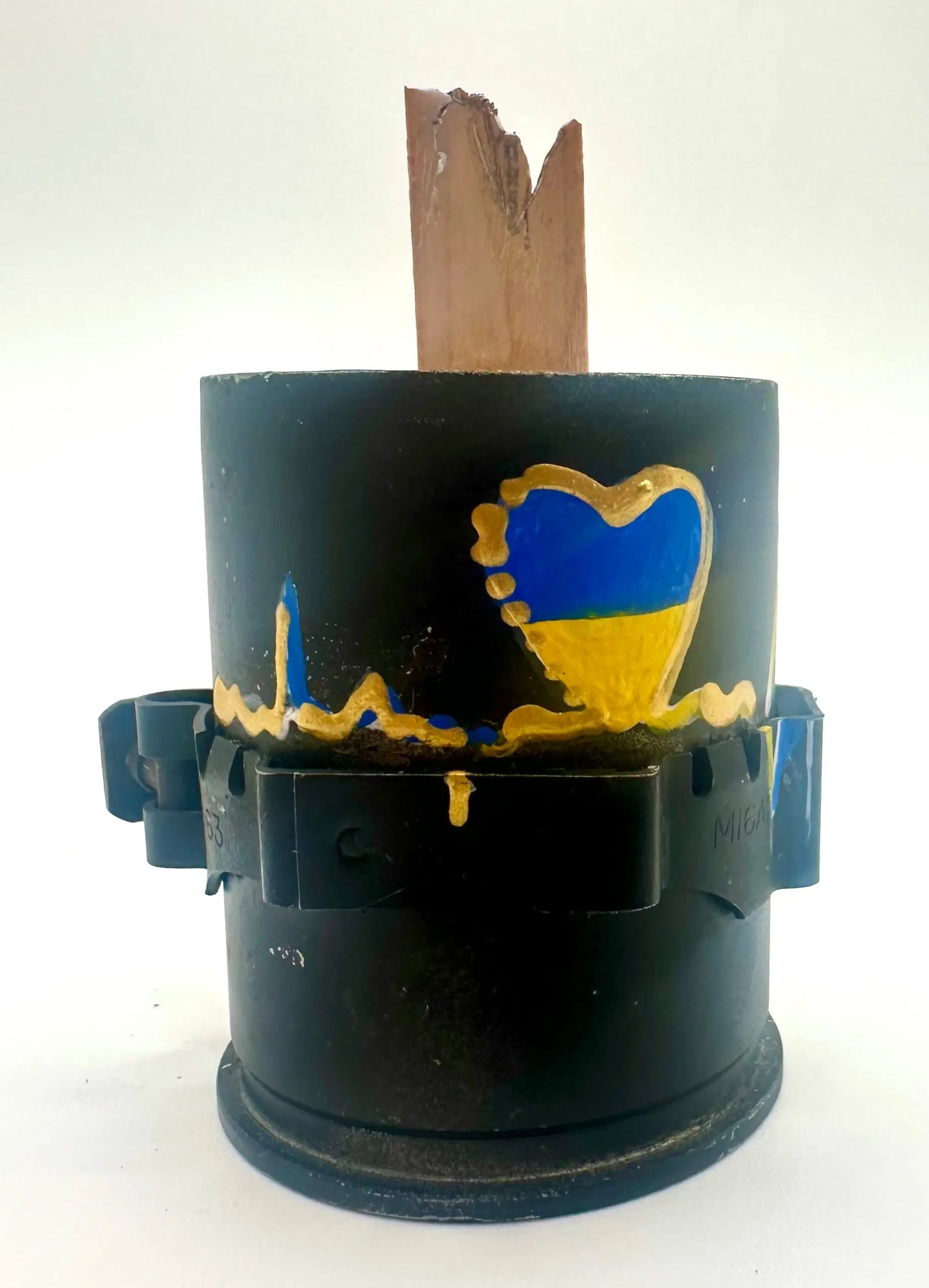 Handcrafted Candle Made in Ukraine from 40mm Grenade Shell Casings Black Heart Ukraine UK Aid