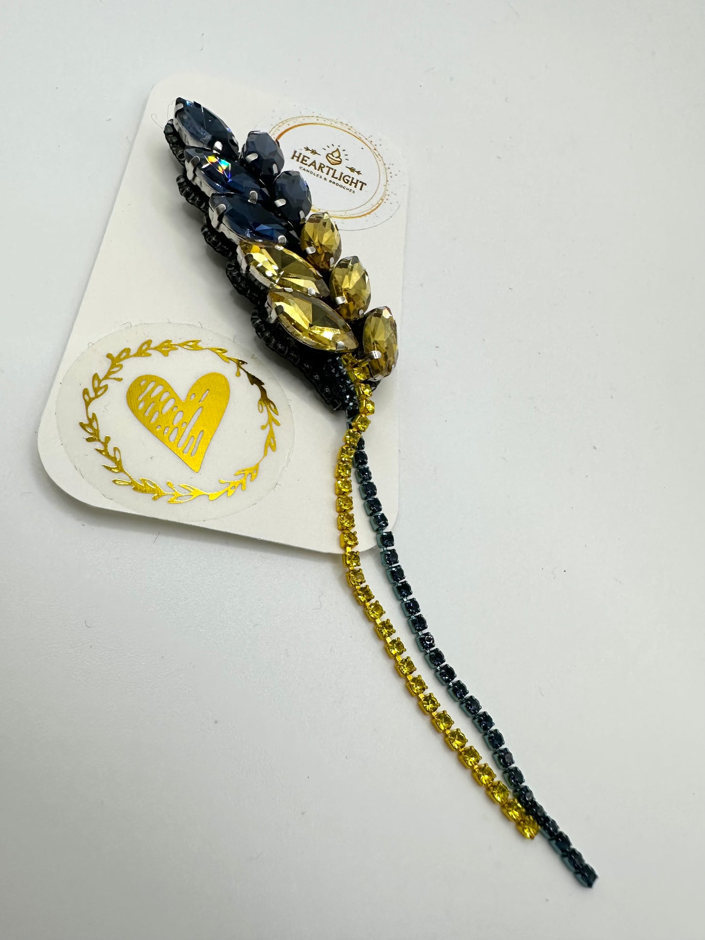 Blue and Yellow Jewelled Brooch