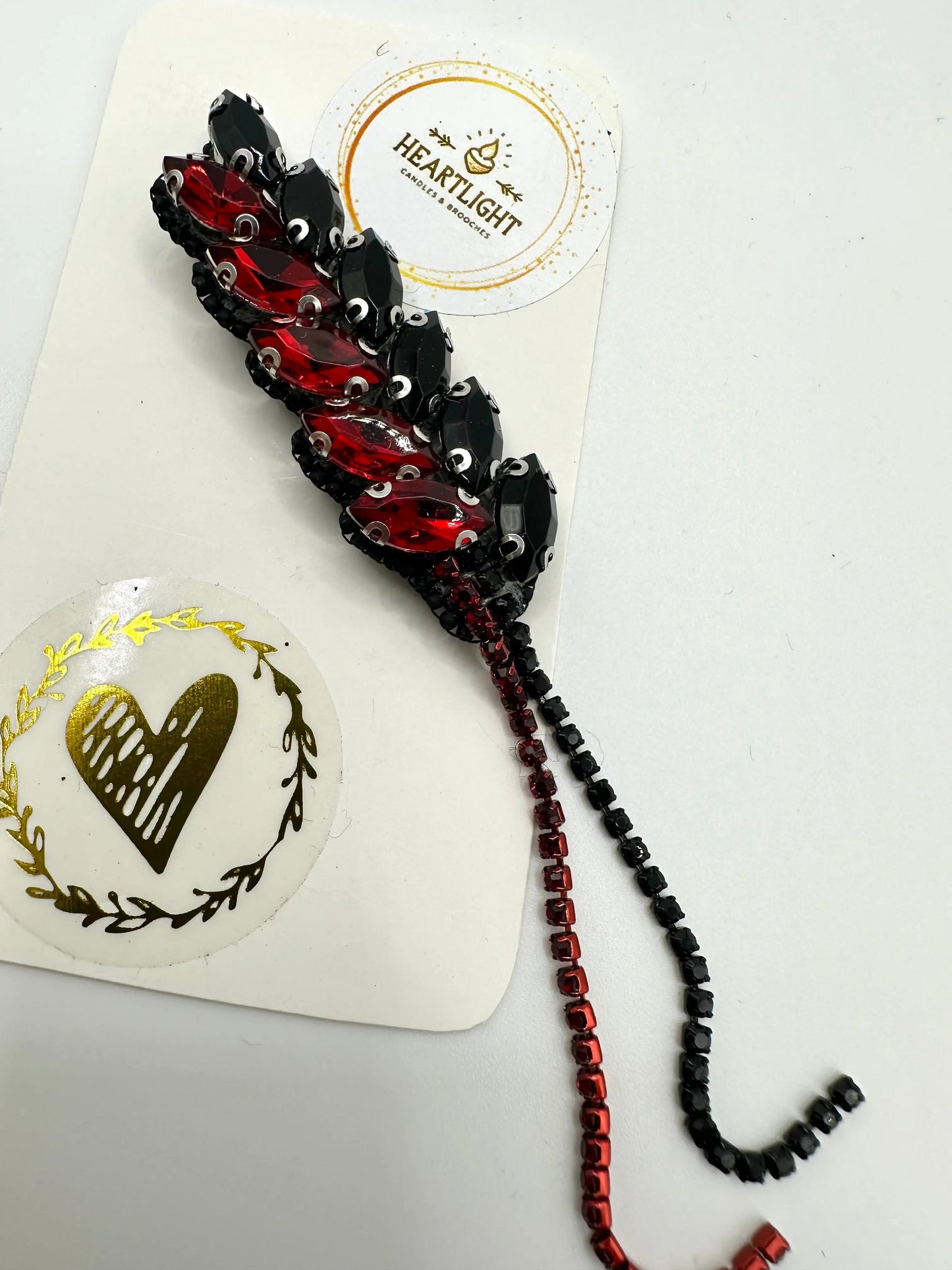 Red and Black Jewelled Brooch Olena