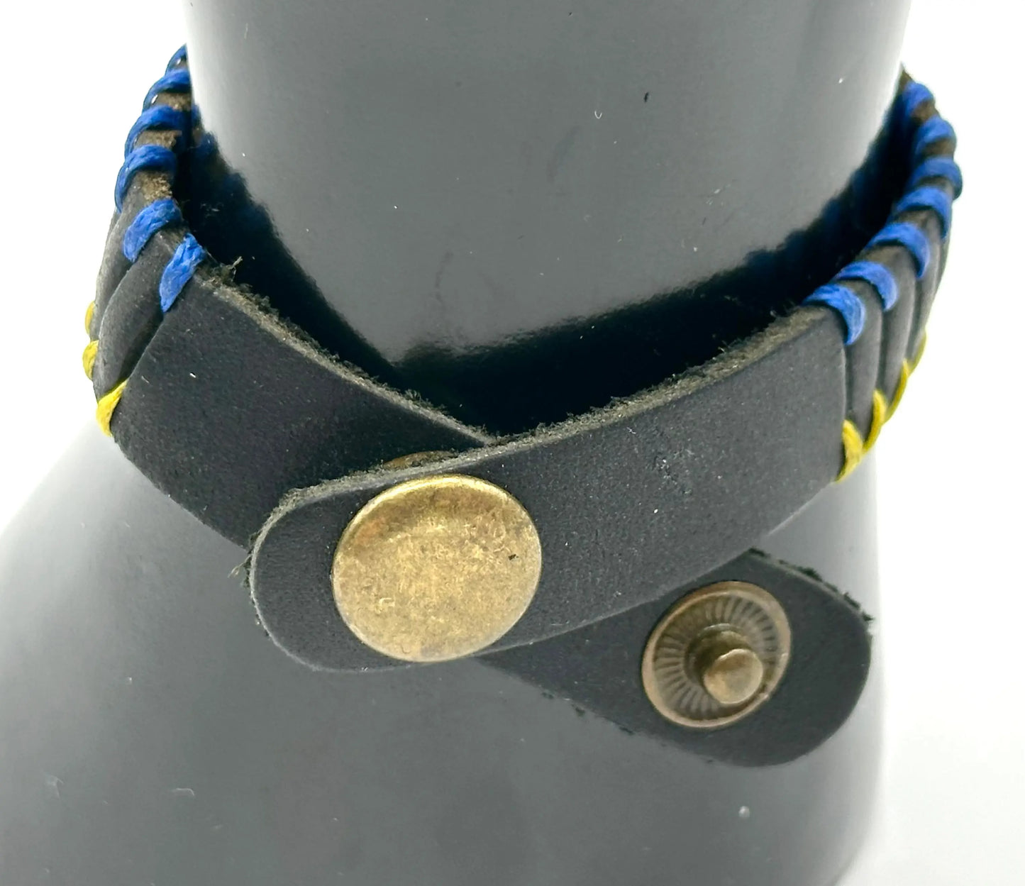 Patriotic Leather wrist band Ukraine UK Aid