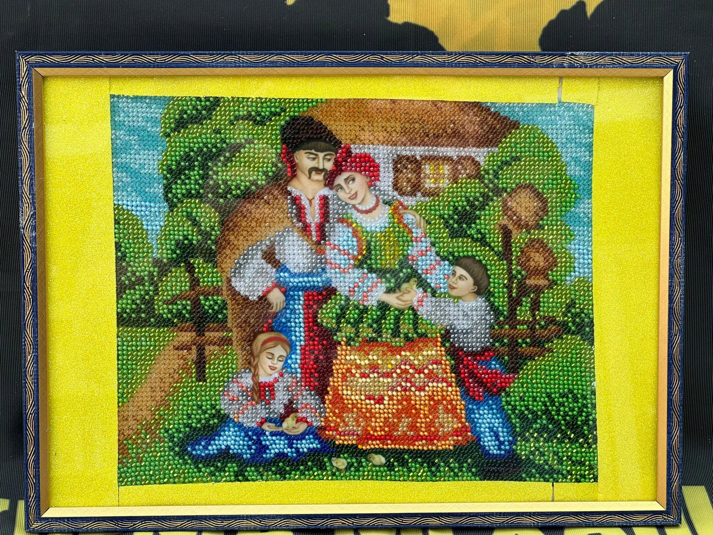 Framed Picture - Handmade Beaded Artwork Ukraine UK Aid