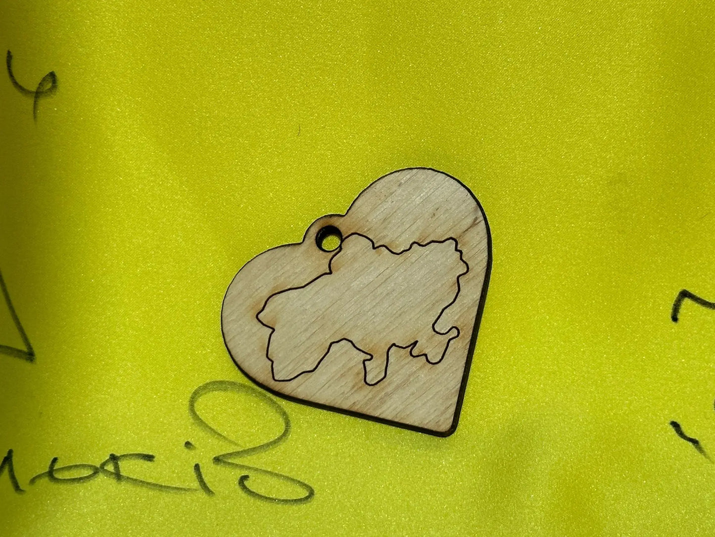 Laser Cut Wooden Keyring with Ukraine Outline Ukraine UK Aid