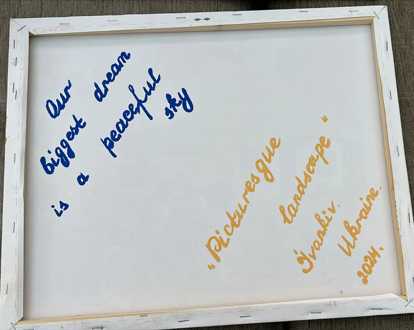 Signed Canvas Water Painting Ukraine UK Aid