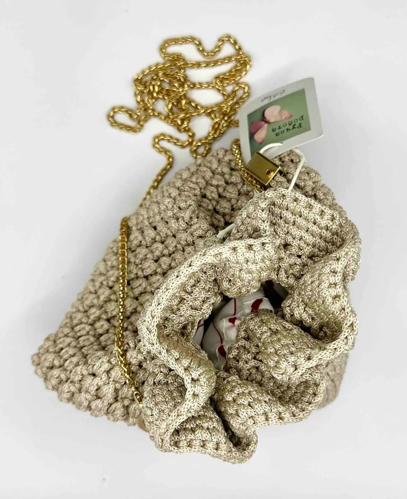 Gold Lame Snatch Bag, with Gold Chain Ukraine UK Aid