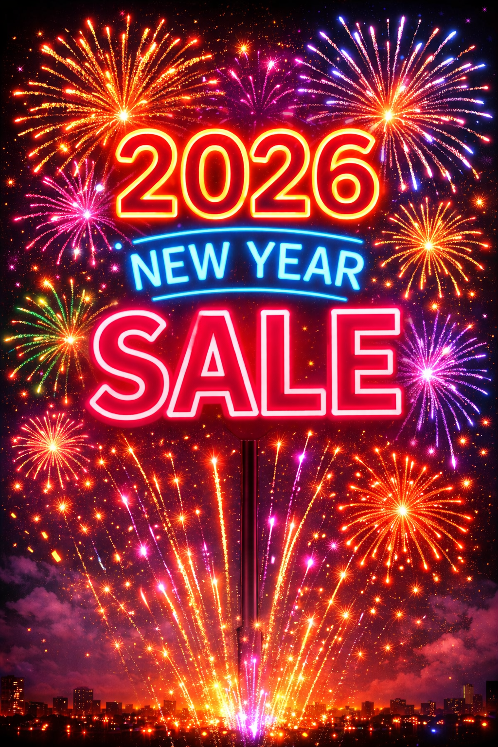 Fireworks and text that reads 2026 New Year Sale