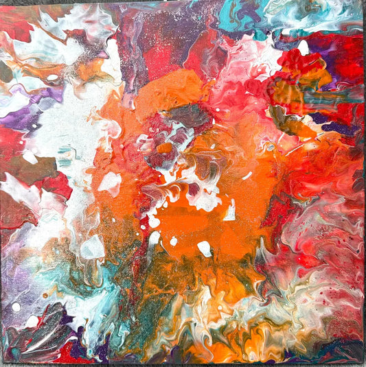 Abstract painting with a vibrant mix of colors