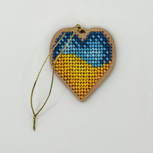 Christmas Tree Decoration Blue and Yellow Heart
