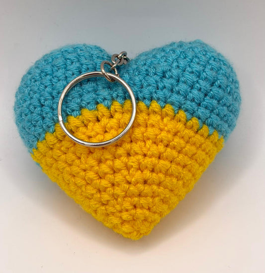 Blue and Yellow Heart-shaped Keyring
