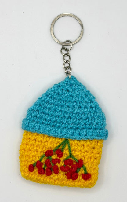 Knitted House Shaped Keyring
