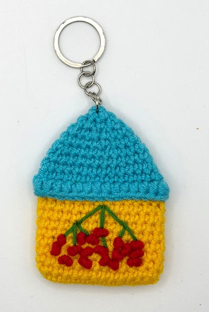 Knitted House Shaped Keyring