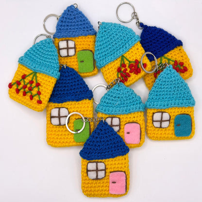 Knitted House Shaped Keyring