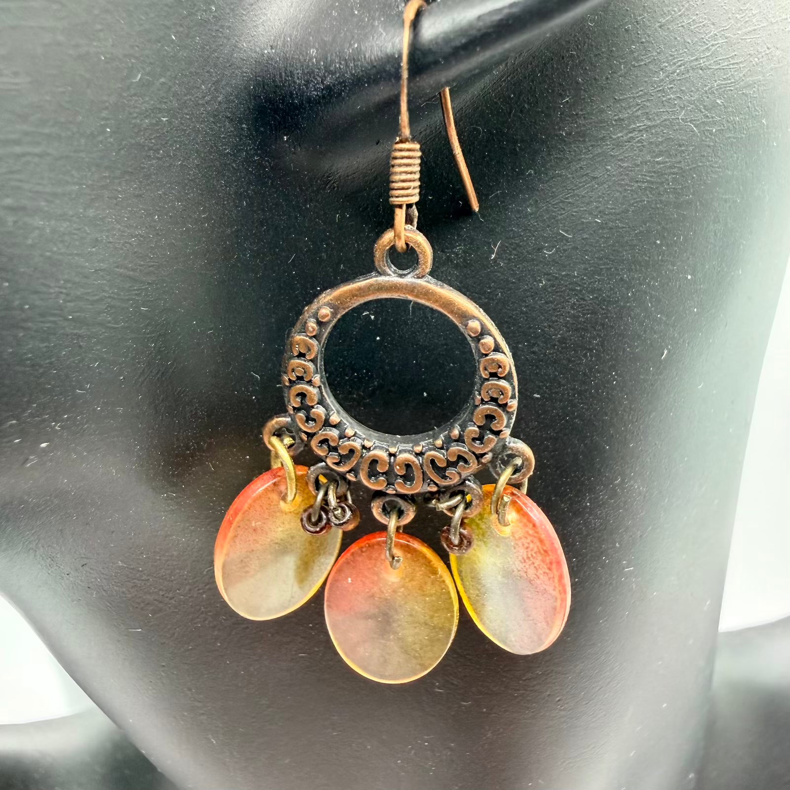 Metal and glass earring