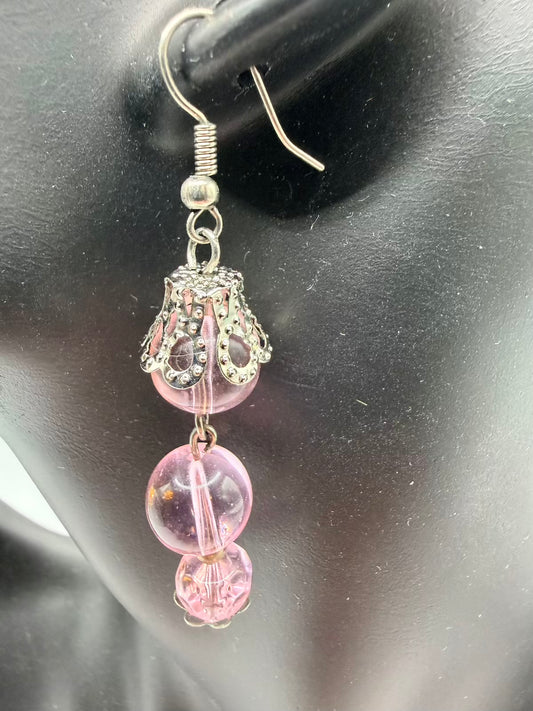 Pink crystal earring