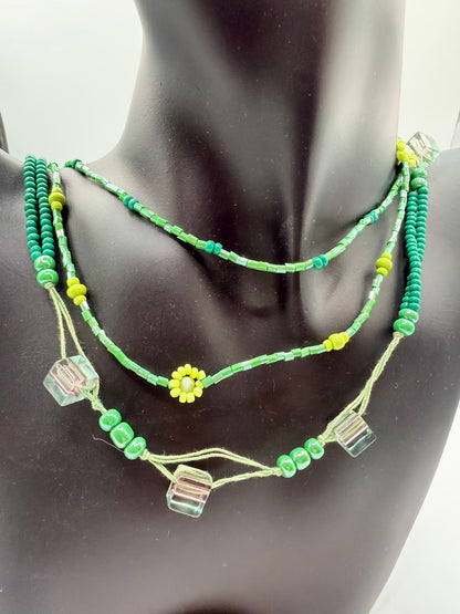 Green flower necklace