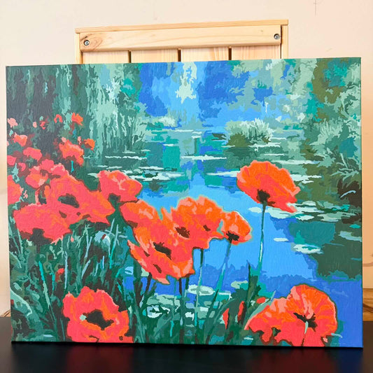 Canvas and Watercolour "Crimson Reflections"