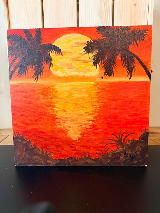 Wood and Oil "Paradise at Dusk"