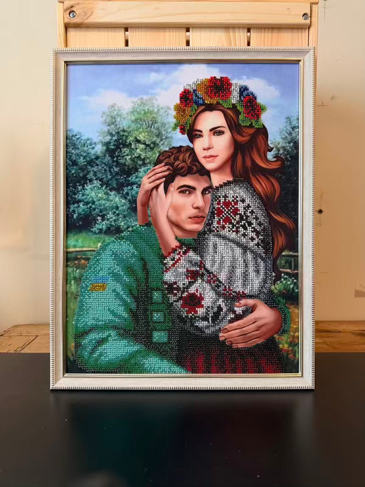 Framed Beaded Artwork - Waiting for Peace
