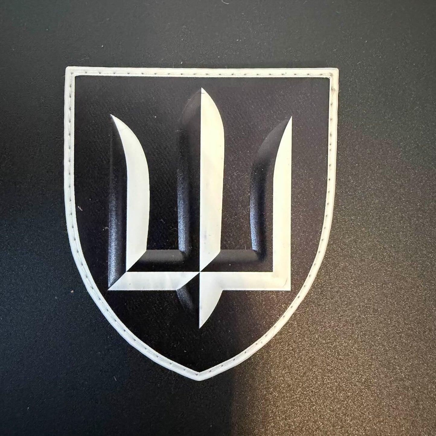Black & White Ukrainian Tryzub Tactical Patch