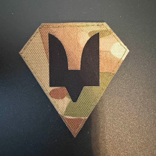 Multicam Ukrainian Tryzub Tactical Patch – Low Visibility Combat Chevron