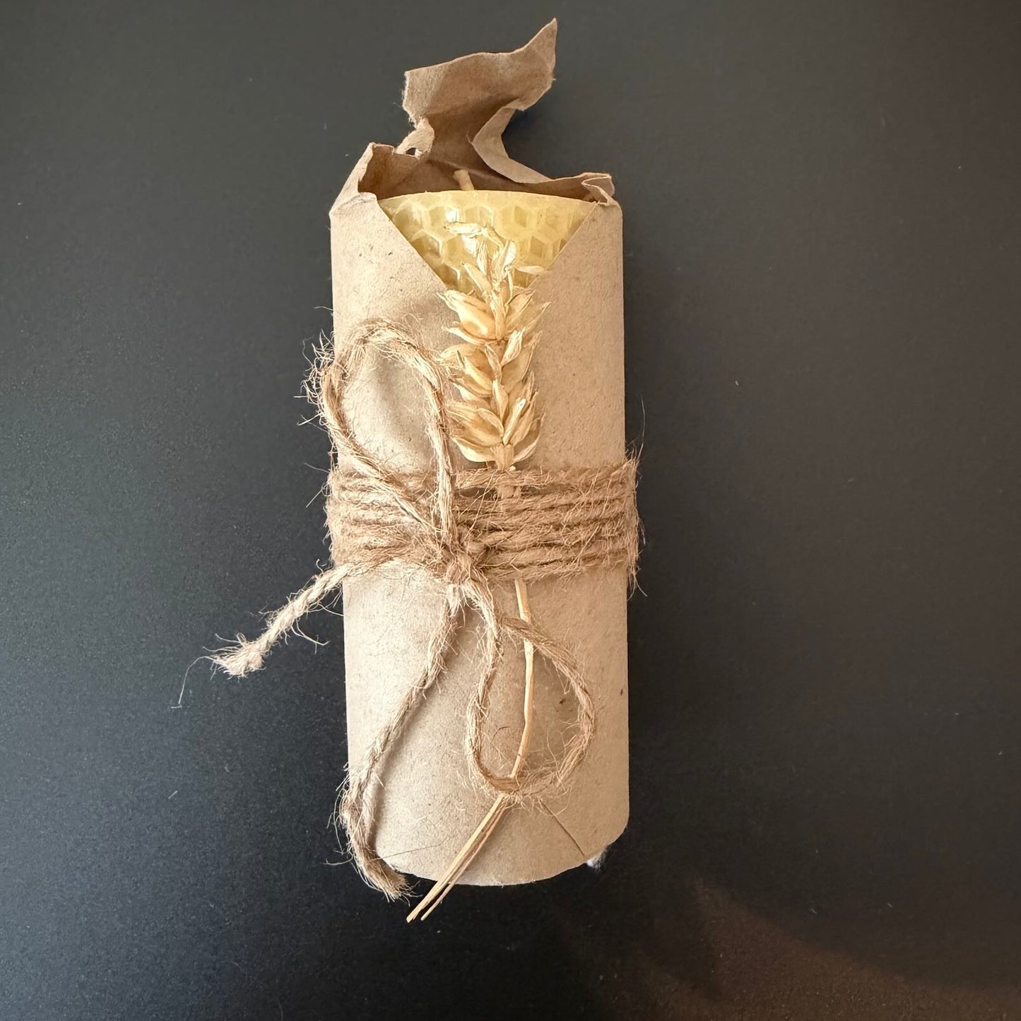 Handmade Ukrainian Beeswax Candle with Wheat Decoration 🇺🇦 | Rustic Artisan Gift | Made in Ukraine