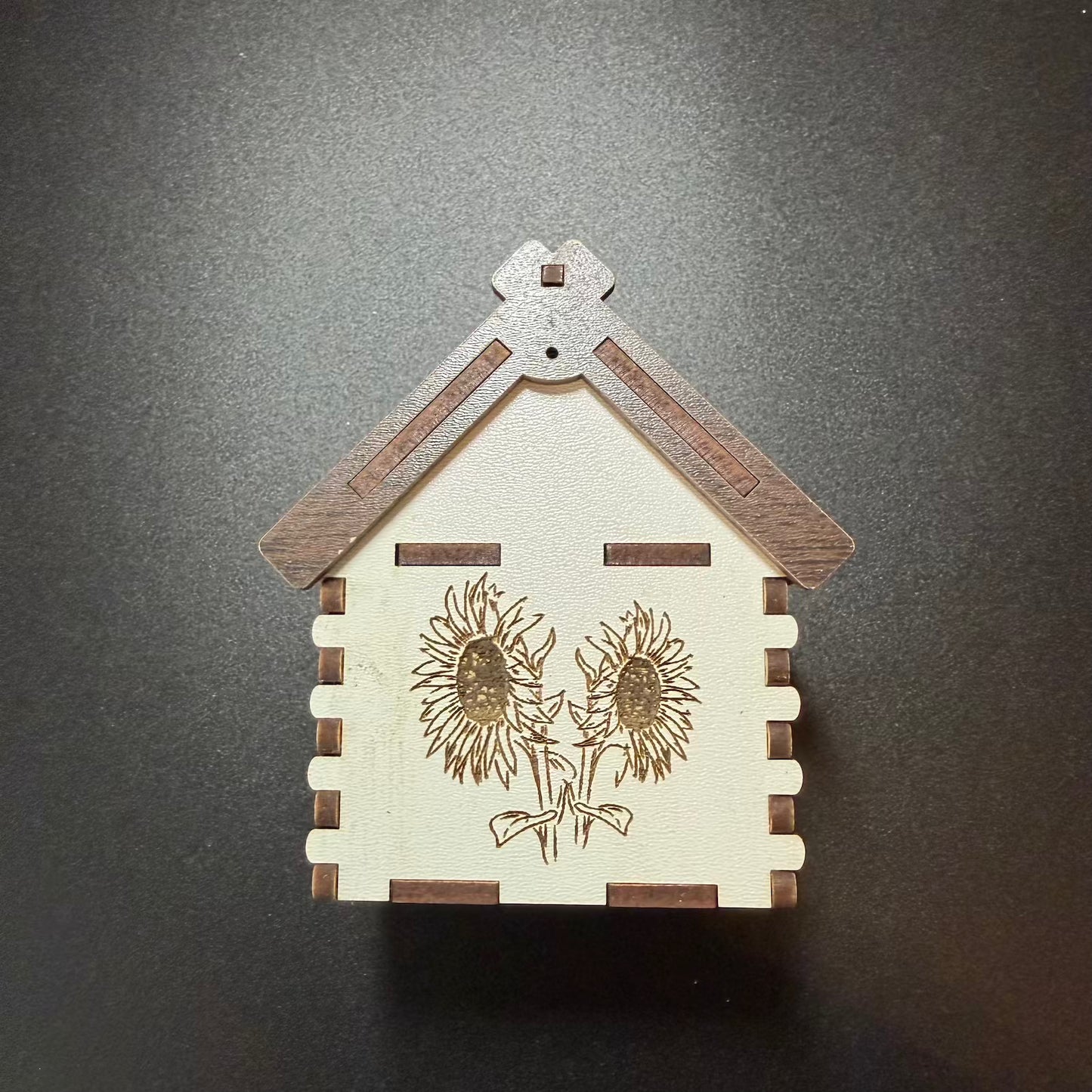 Handmade Wooden Ukrainian House Ornament with Sunflower Design 🇺🇦