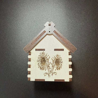 Handmade Wooden Ukrainian House Ornament with Sunflower Design 🇺🇦