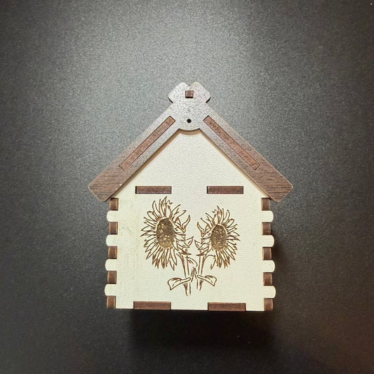 Handmade Wooden Ukrainian House Ornament with Sunflower Design 🇺🇦