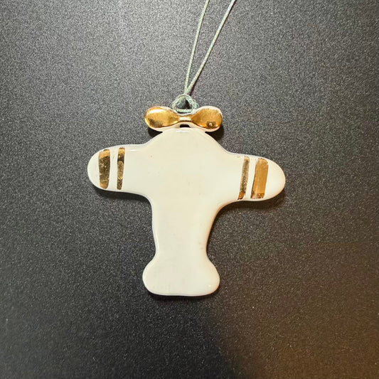 Handmade Ceramic Angel Ornament – White & Gold Hanging Decoration 🇺🇦