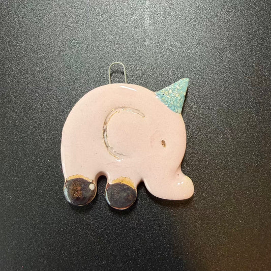 Handmade Ceramic Elephant Ornament – White Glazed Hanging Decoration 🇺🇦