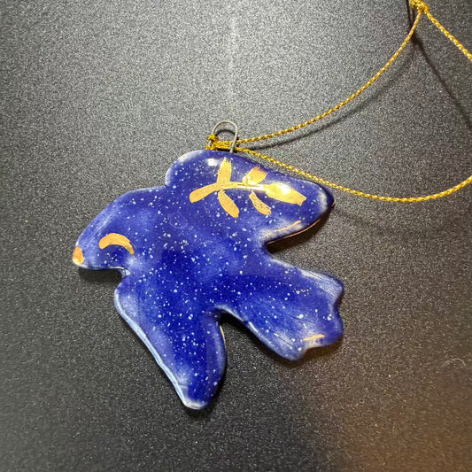Handmade Ceramic Dove Ornament – Blue & Gold Hanging Decoration 🇺🇦