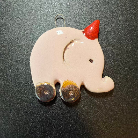 Handmade Ceramic Elephant Ornament – Ivory Hanging Decoration 🇺🇦
