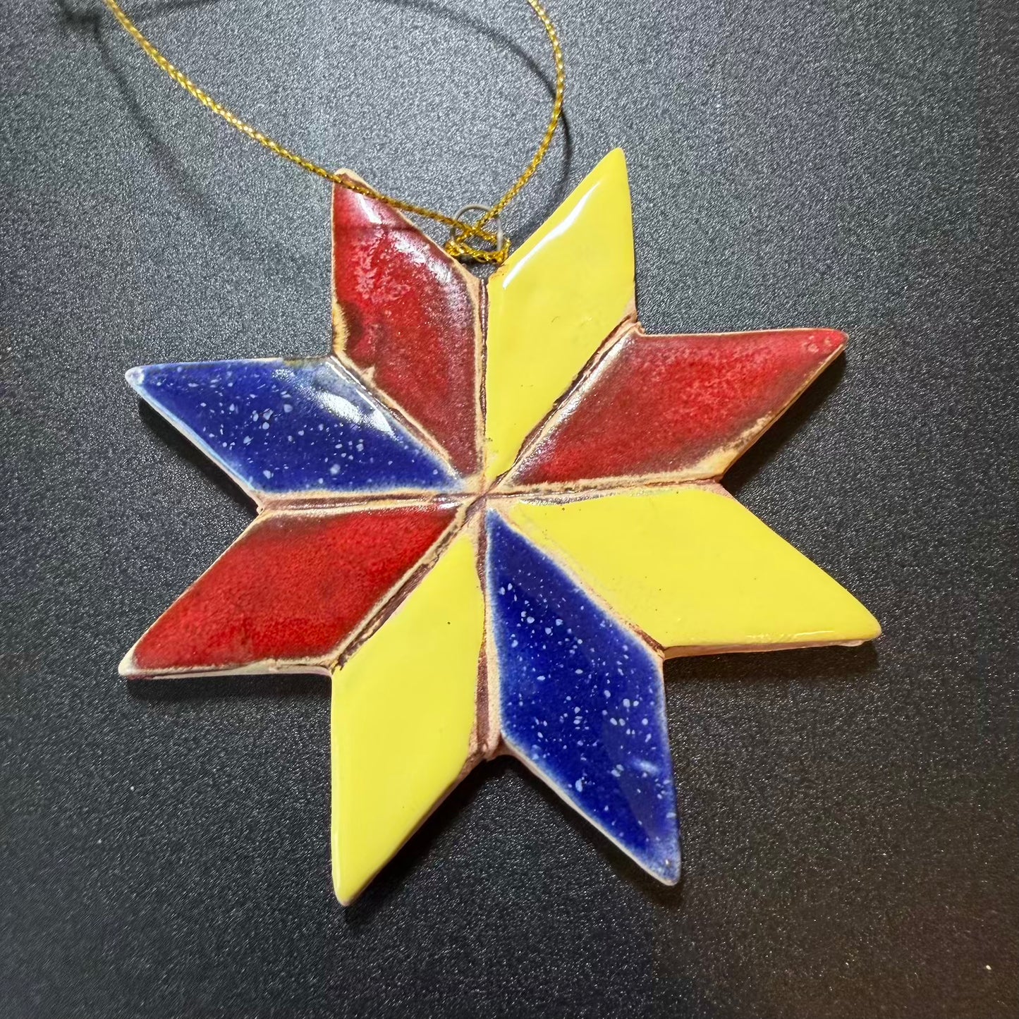 Handmade Ceramic Eight-Point Star Ornament – Ukrainian Folk Decoration 🇺🇦