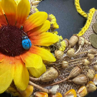 Handmade Ukrainian Good Luck Horseshoe – Sunflower, Wheat & Prosperity Wall Decoration 🇺🇦