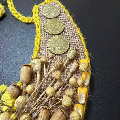 Handmade Ukrainian Good Luck Horseshoe – Sunflower, Wheat & Prosperity Wall Decoration 🇺🇦
