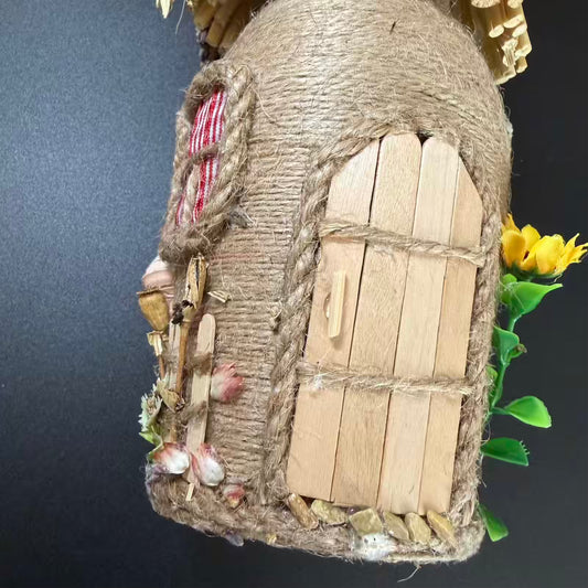 Handmade Ukrainian Sunflower Cottage Bottle Ornament – Folk Art from Ivankiv, Kyiv Oblast