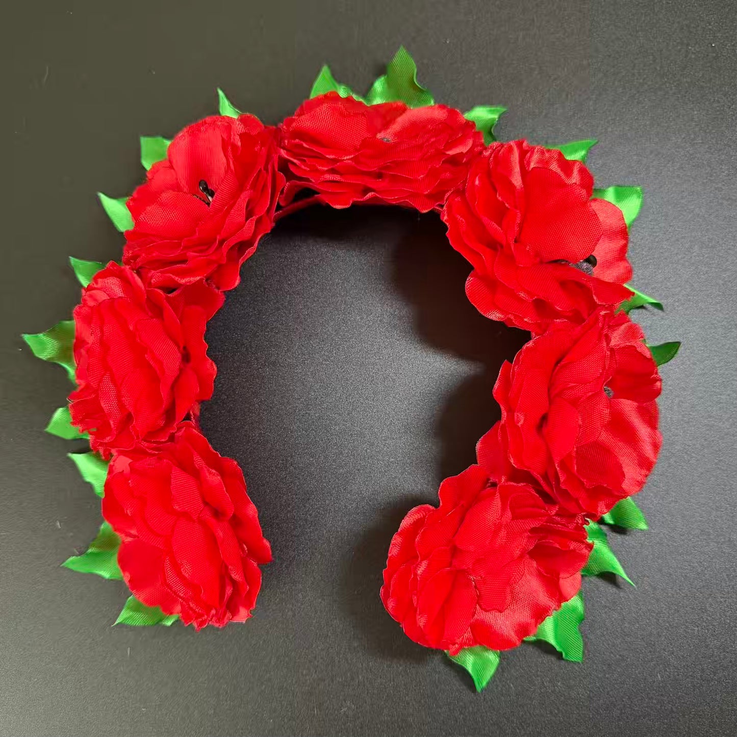 Handmade Ukrainian Floral Hair Wreath (Vinok) – Red Flower Traditional Hair Crown 🇺🇦