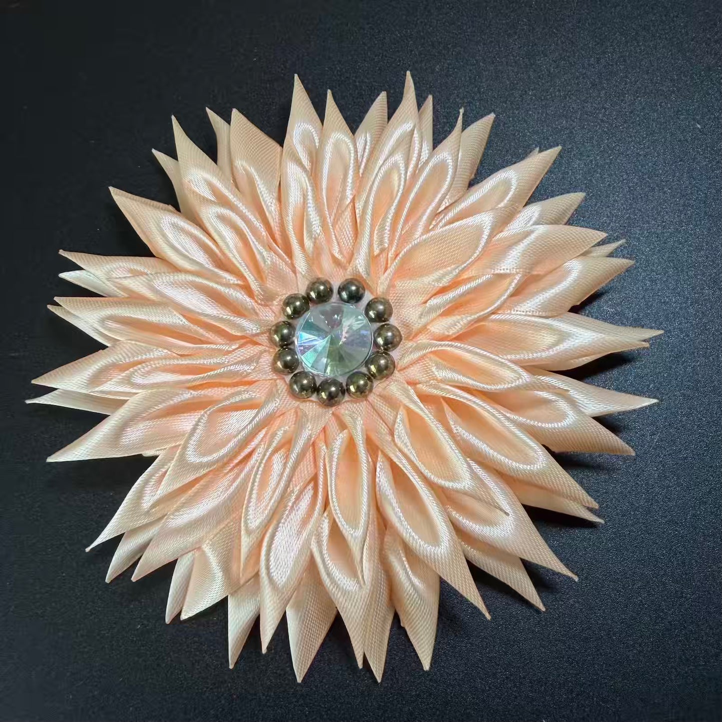Handmade Ukrainian Satin Ribbon Flower Hair Clip – Artisan Hair Accessory from Kyiv Oblast 🇺🇦
