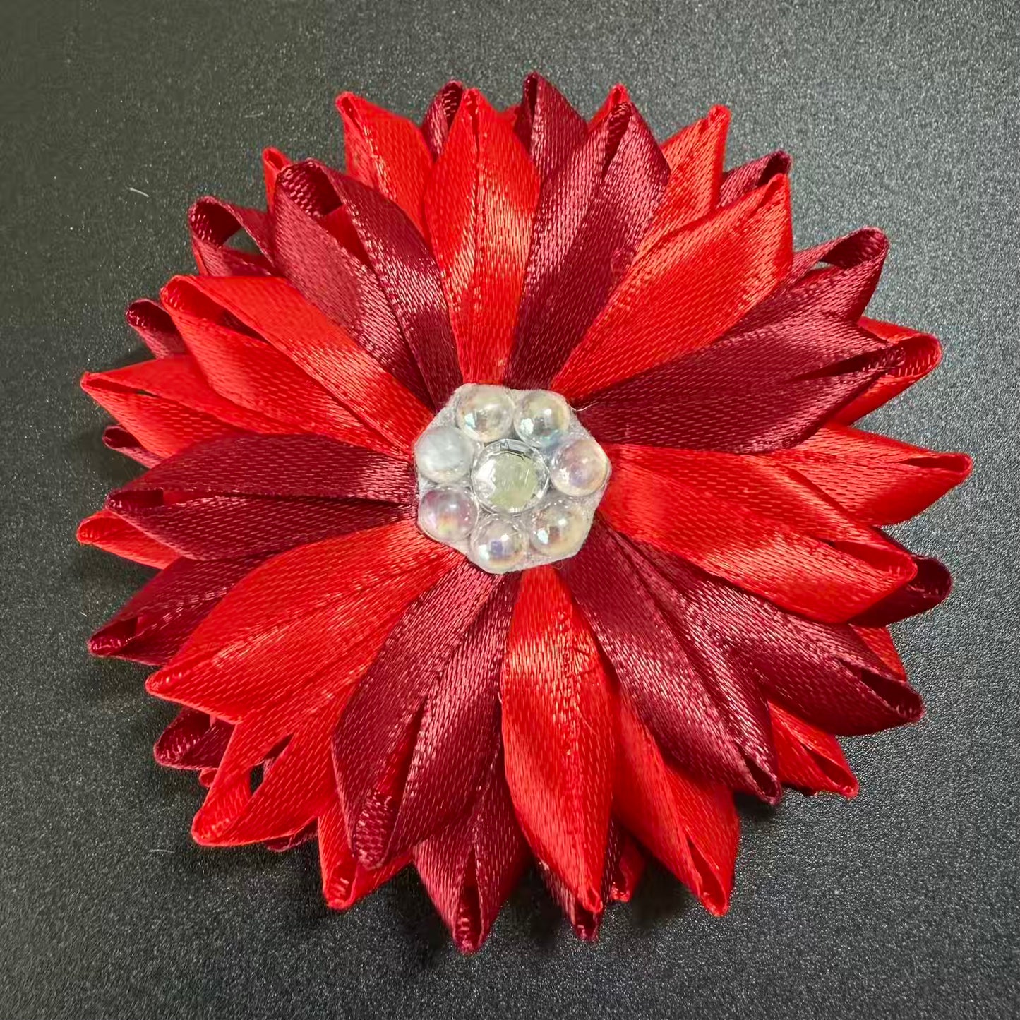 Handmade Ukrainian Satin Ribbon Flower Hair Clip – Artisan Hair Accessory from Kyiv Oblast 🇺🇦