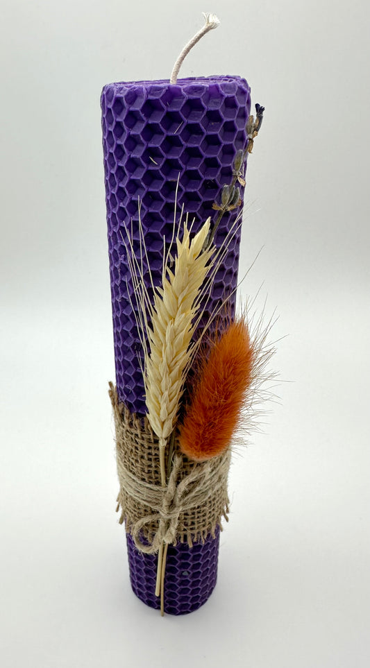 Large Ukrainian Handmade Candle Purple