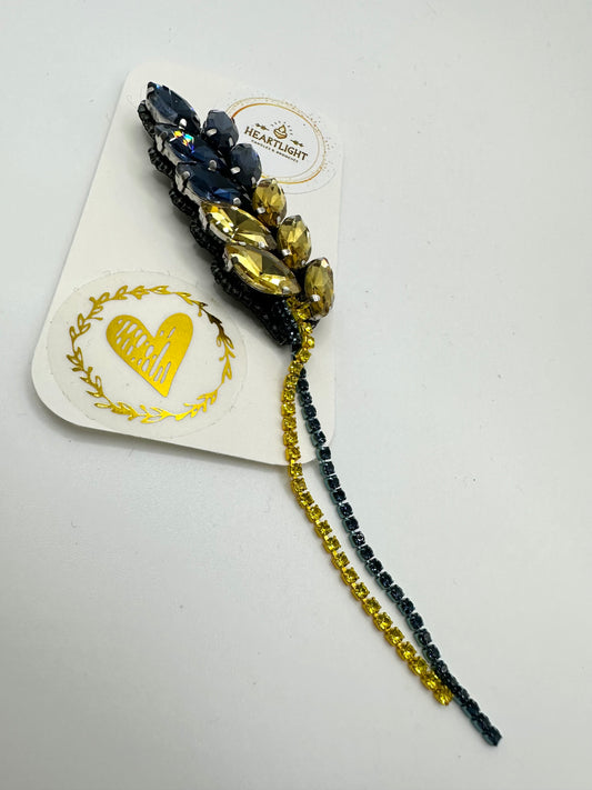 Blue and Yellow Jewelled Brooch