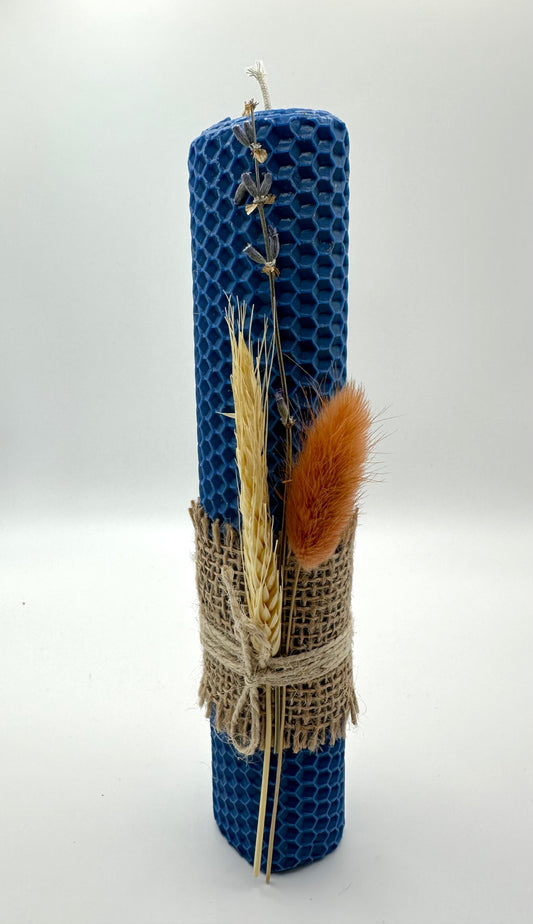 Large Ukrainian Handmade Candle Blue